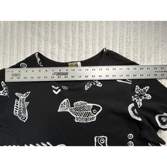 Vintage Maui Cotton Pullover Short Sleeve Dress 2X Black White All Over Print - Picture 5 of 8
